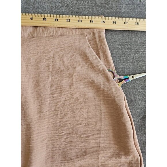 Gomorn Pants Womens L US 8/10 Beige Neutral Zip Pockets Wide Leg Dress Stretch - Picture 3 of 14